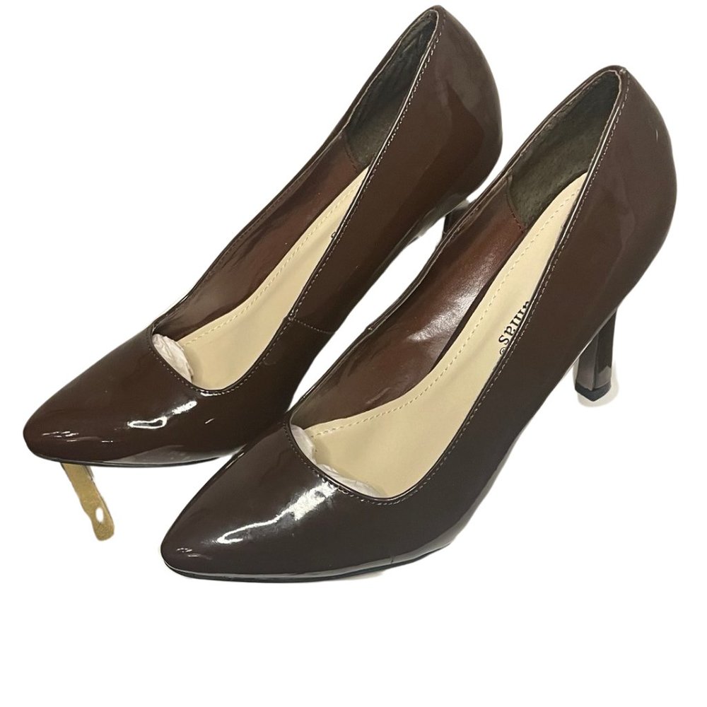 Pierre Dumas Patent Brown Heels  Size 8M